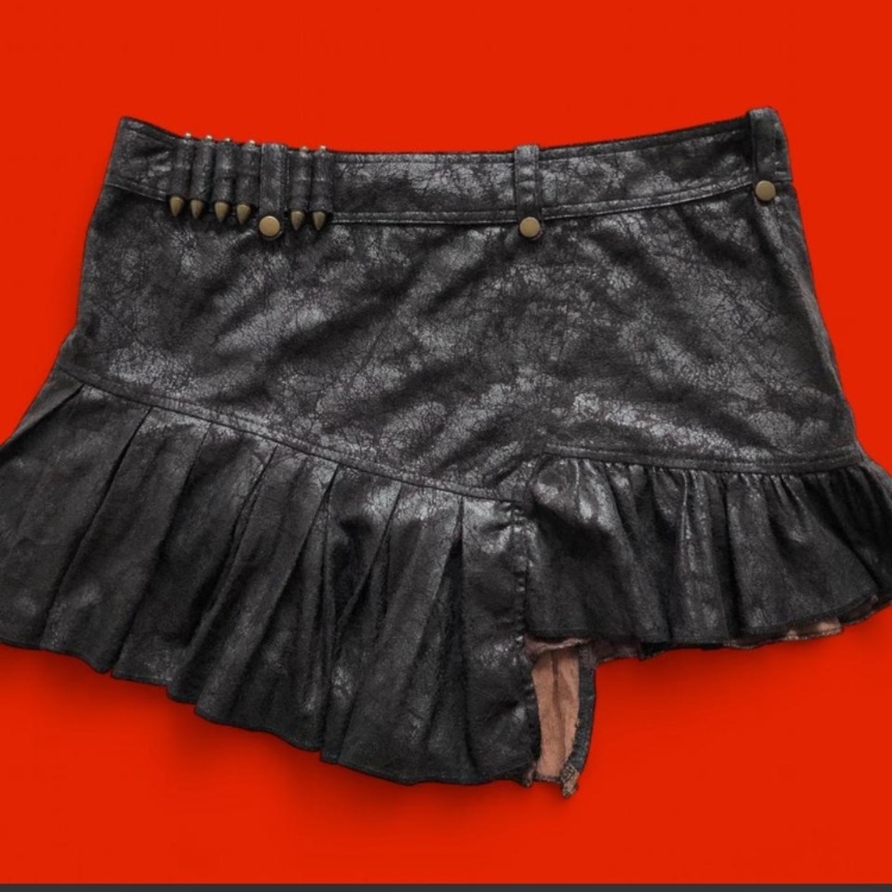 Punk Rave Women's Black and Brown Shooters high low Skirt